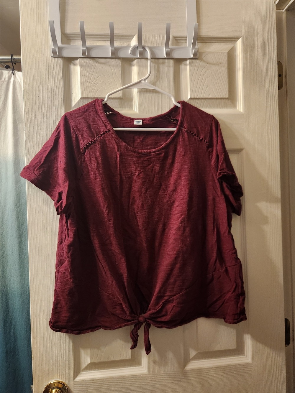 Old Navy Wine Tie-Front Short Sleeve Tee